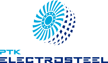 Логотип ЭЛЕКТРОСТАЛЬ с турбиной на латинице